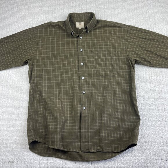 Viyella Long Sleeve Shirt Green / Red Plaid Wool Blend Button Down Men's Size L - Picture 8 of 16